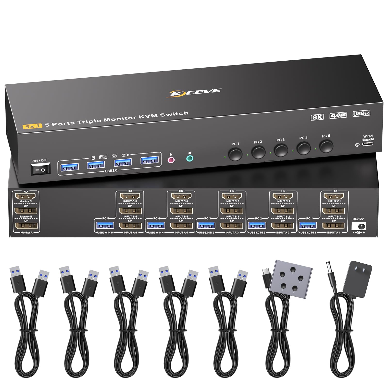 Amazon.com: KVM Switch 3 Monitors 5 Computers HDMI + DisplayPort