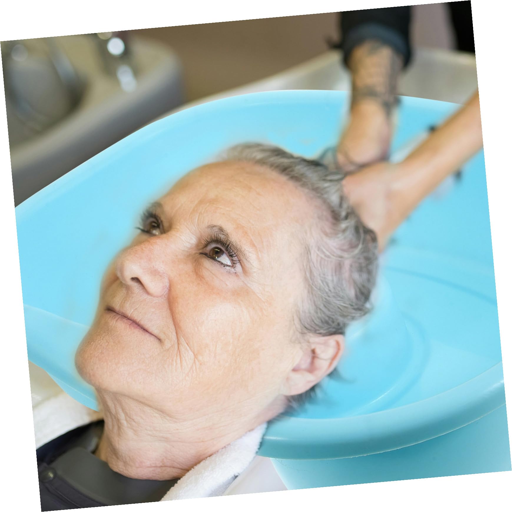 Hohopeti Ergonomisches Haarwaschbecken für Senioren und Bettlägerige Waschschüssel mit Nackenstütze für Bequemes Haarewaschen im Bett Tragbar und Geeignet für Erwachsene Schwangere