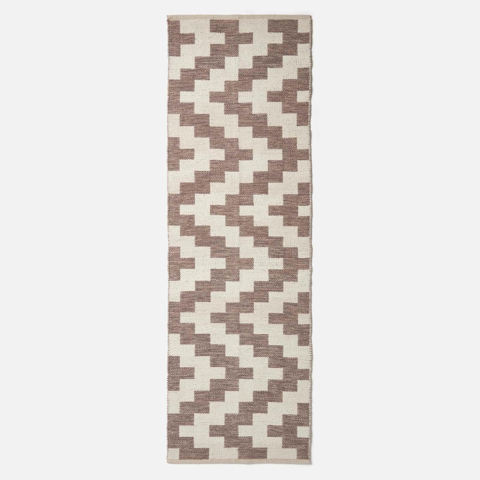 HOMESCAPES Tapis de Couloir Kilim en Coton, Tapis Marron et Beige Malina, Tapis de Salon Artisanal 66x200 cm