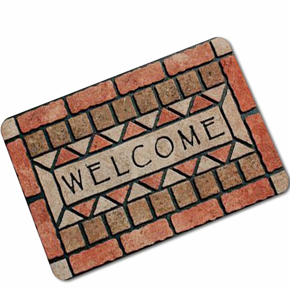 YQ Park Welcome Doormat Welcome Red Brick Wall Floor Mat Entrance Rug,Indoor/Outdoor/Front Door/Entry Way Bathroom Mats Rubber Non Slip Backing