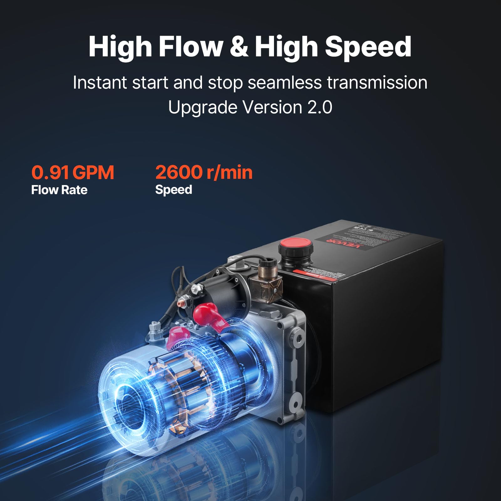 VEVOR Pompa Idraulica per Elevatore 1600 W Azione Singola Pressione 2320-2900 PSI Centralina Idraulica Rimorchio Ribaltabile con Serbatoio Olio in Metallo Volume 2,1 mL/r da Officina Garage, Nero