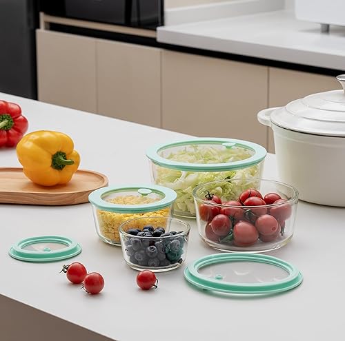 Miniatura 6 de Urban Green Juego de recipientes de vidrio para alimentos con tapa de vidrio, paquete de 4, recipientes de preparación de comidas con tapa hermética