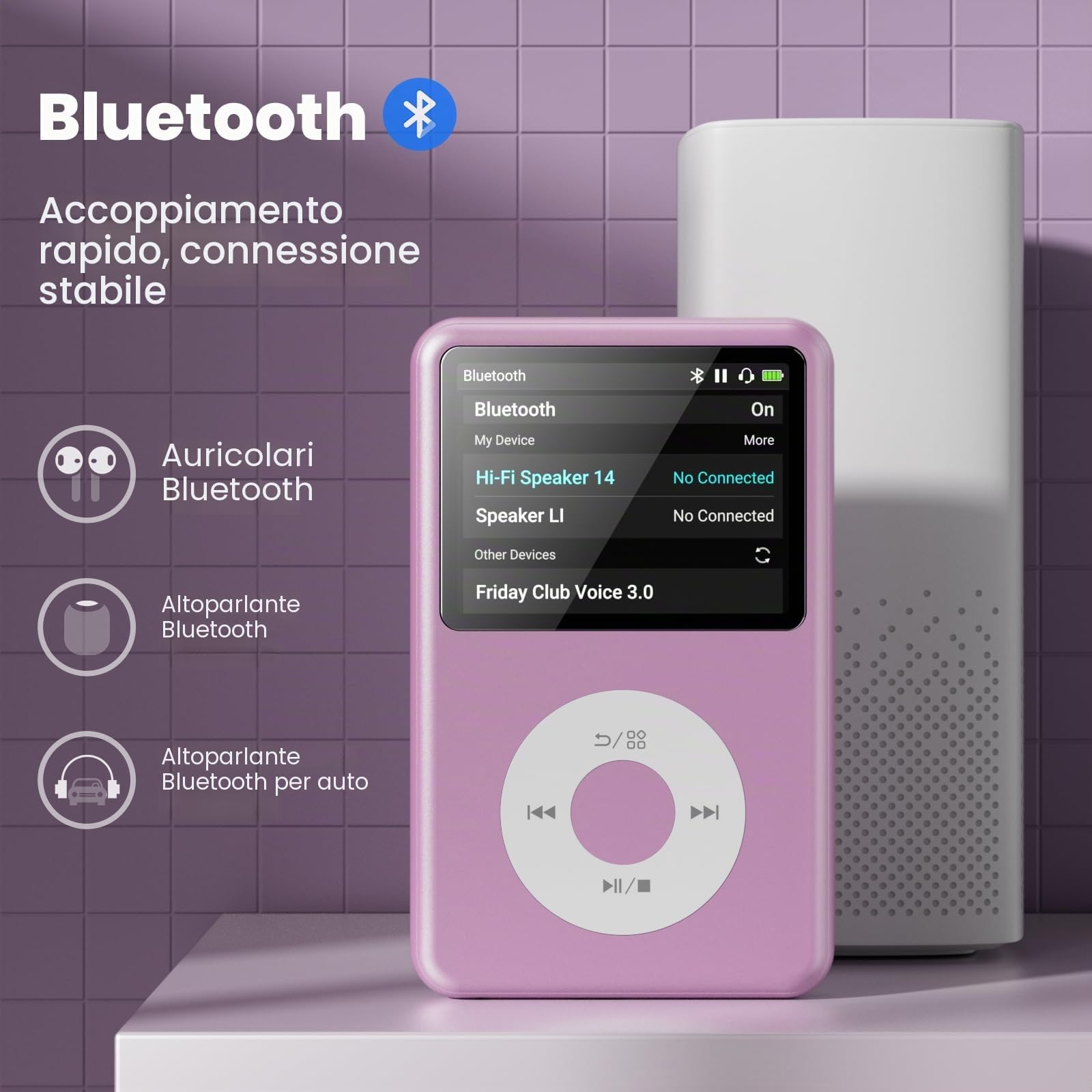 Innioasis Y1 Classe e raffinatezza senza tempo 128 GB Lettore musicale digitale per bambini (viola)