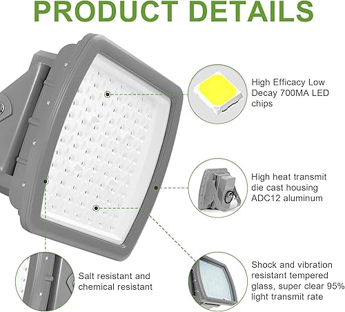 Miniatura 3 de Reflector LED a prueba de explosiones de 100 W, luces de inundación de ubicación peligrosa para gasolina, refinerías de petróleo, hangares de