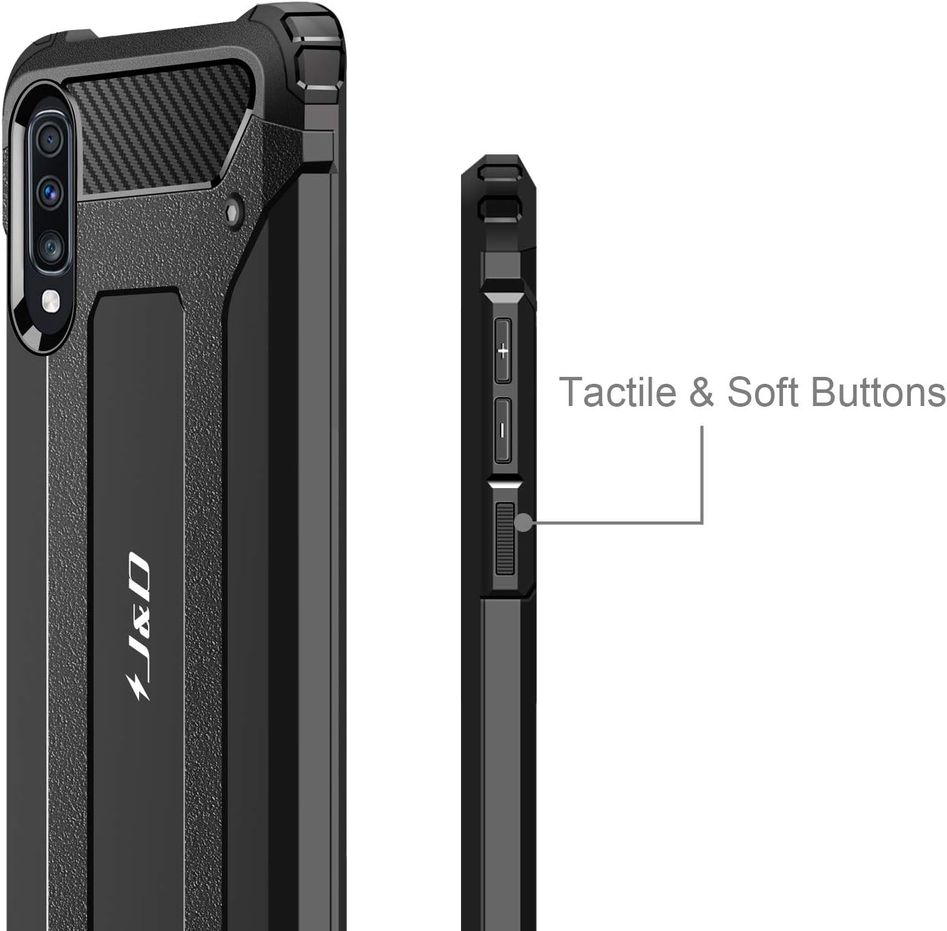 J&D Case Compatible for Galaxy A70 Case, Heavy Duty ArmorBox Dual Layer Shock Resistant Hybrid Protective Rugged Case for Samsung Galaxy A70 Case, Black