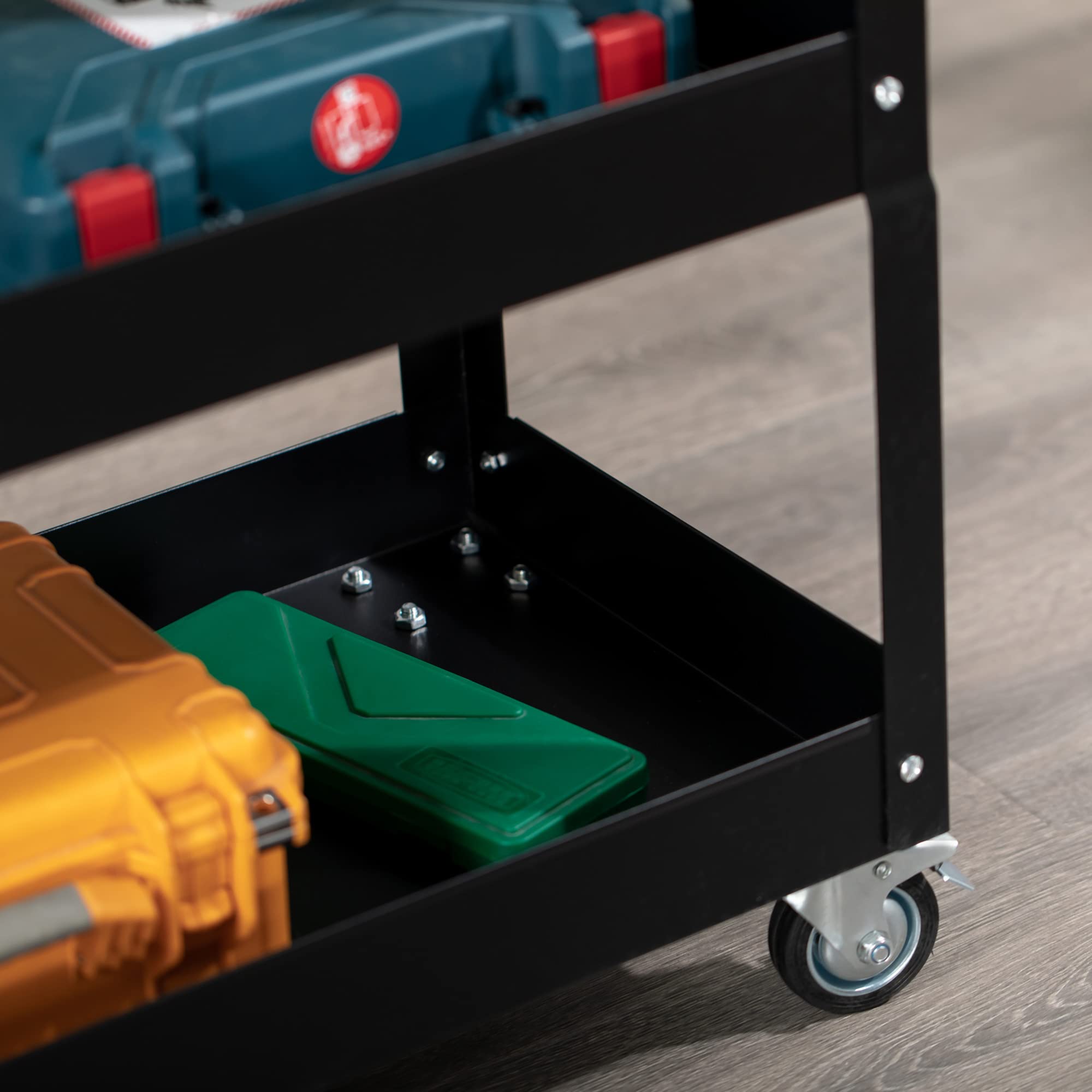 DURHAND Carro de Herramientas con Ruedas 150 kg 83x35,3x76 cm Negro Acero 3 Estantes Taller