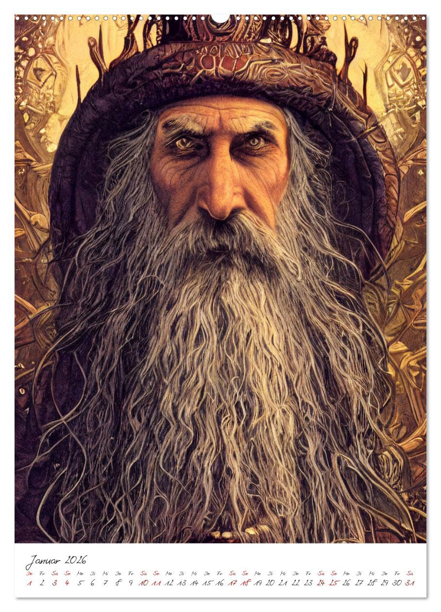 Dark Fantasy Art - Helden und Monster (Wandkalender 2026 DIN A2 hoch), CALVENDO Monatskalender: Monster und Helden portraitiert in zwölf Monaten (CALVENDO Kunst)