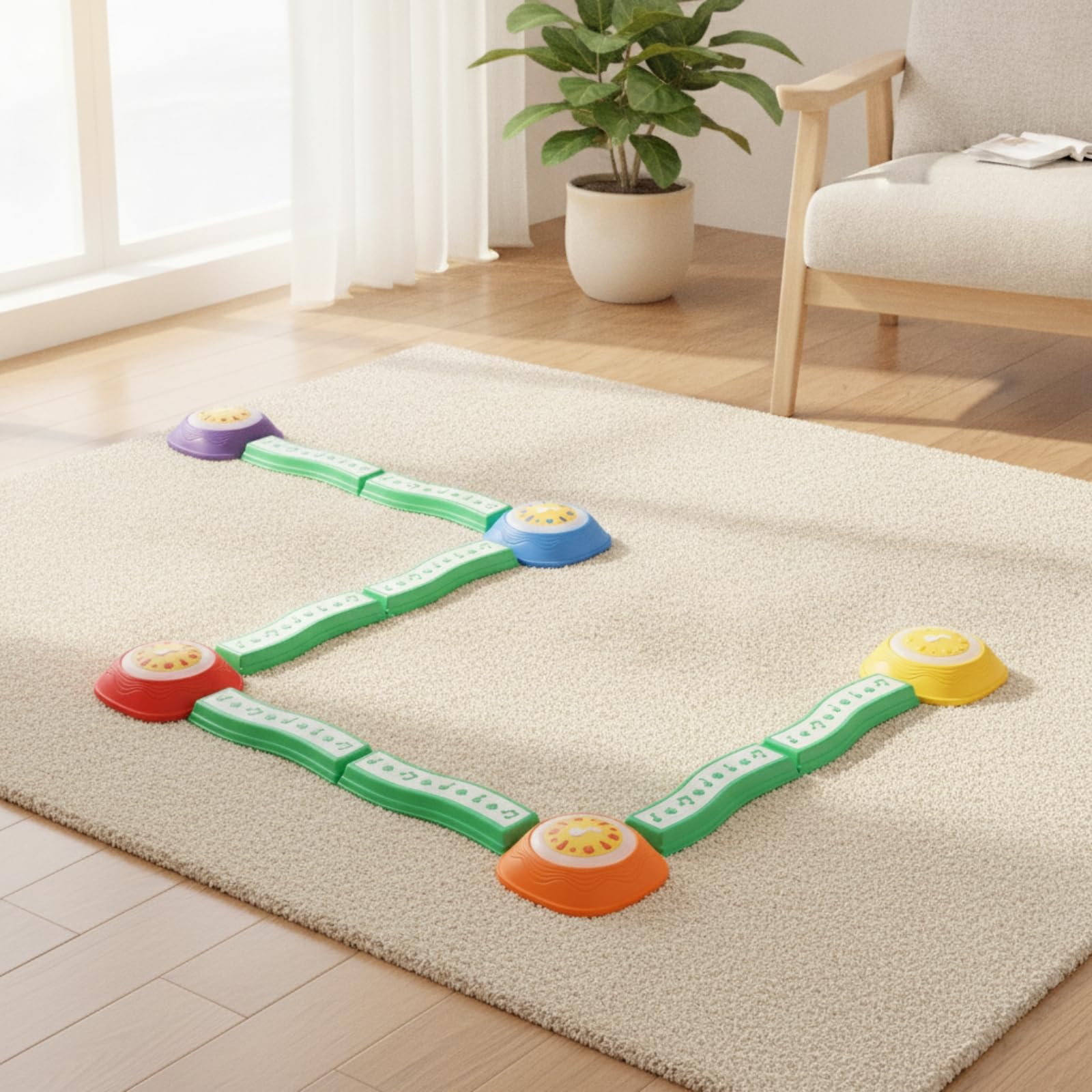 Entrenador Sensorial Infantil Set de Piedras de Equilibrio Peldaños Texturizados Puentes Curvos Circuito Motor Modular TPE Adecuado para Psicomotricidad Gimnasia Infantil Parques