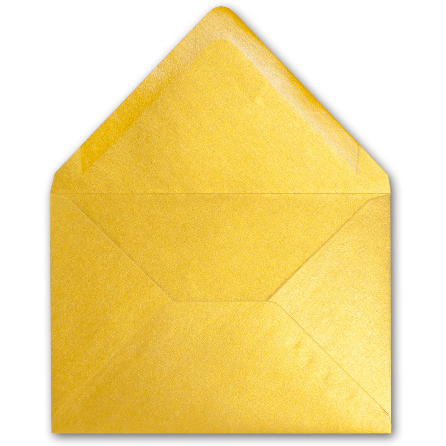 1000 x koperty DIN C6, złote z efektem metalicznym, 114 x 162 mm, 90 g/m², obustronnie powlekane z efektem masy perłowej, klejenie na mokro, na zaproszenia, urodziny, chrzest