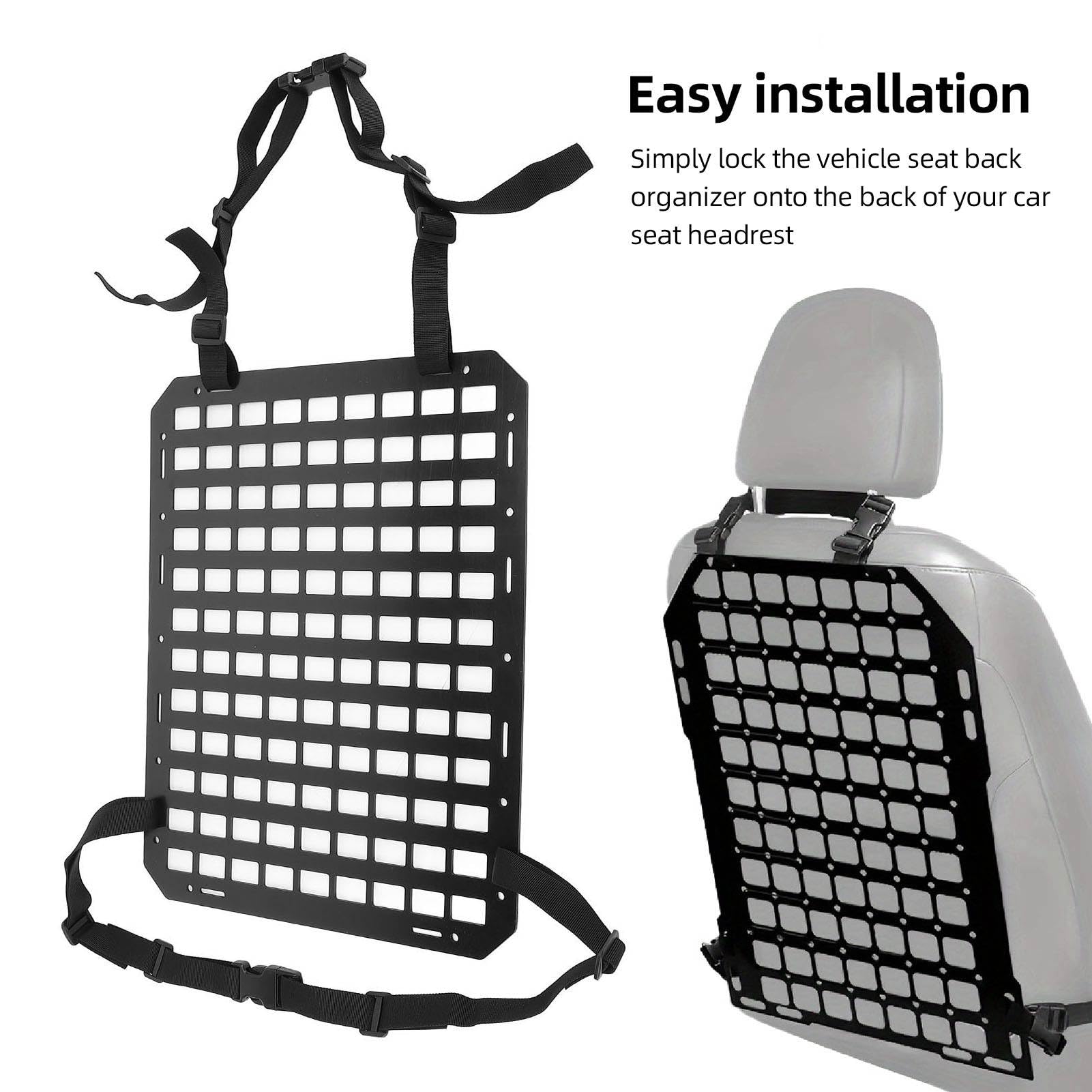 aqxreight Panel MOLLE Rígido Para Vehículo 43x33cm Organizador Trasero Del Asiento Universal Compatible Con Autos Camionetas Y Pickups Diseño Modular Espacioso Y Duradero
