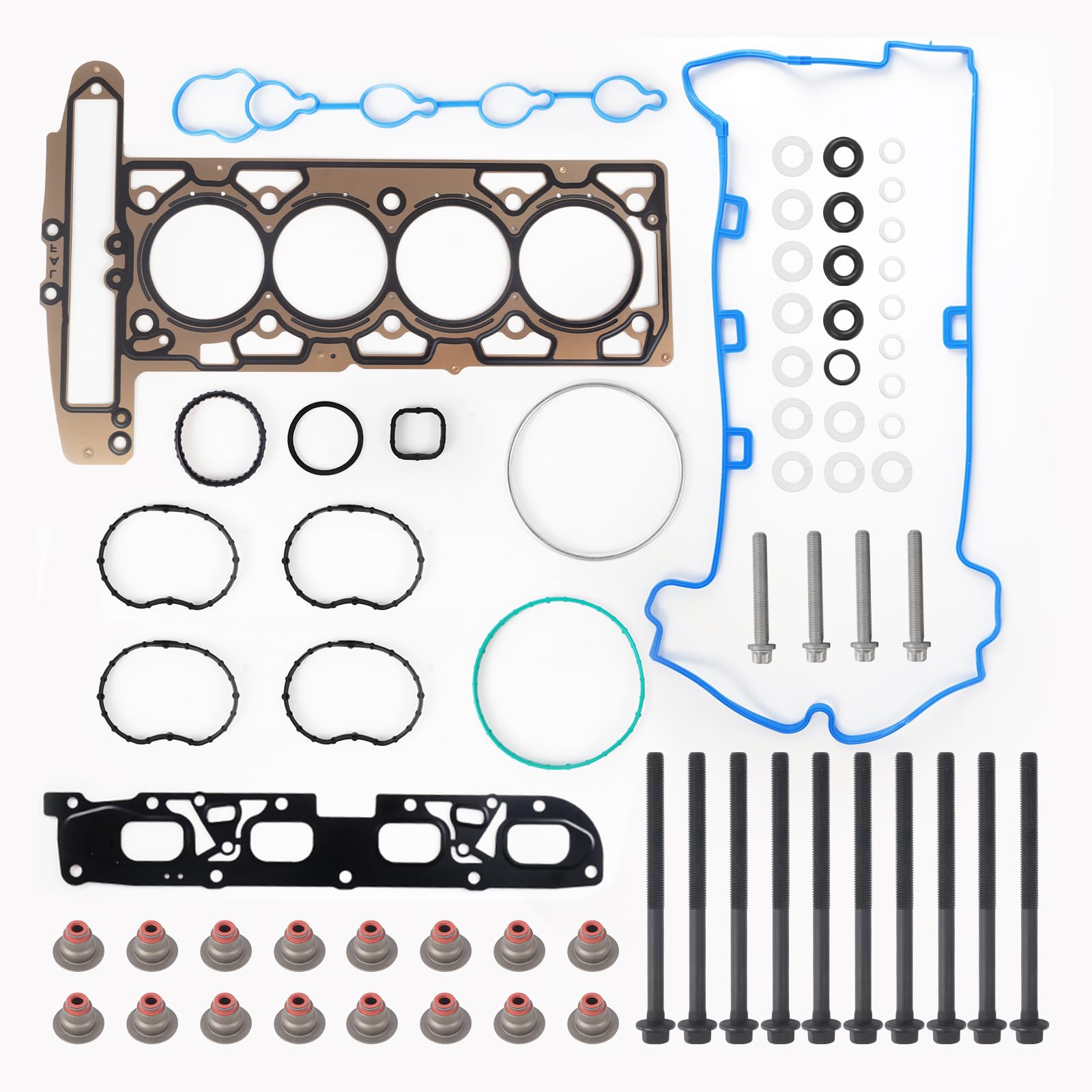 2.4 Cylinder Head Gasket Set & Bolts Kit, Compatible with 2010-2017 Chevy Equinox Malibu Captiva, GMC Terrain, Buick Regal 2.4L L4 DOHC Engine -