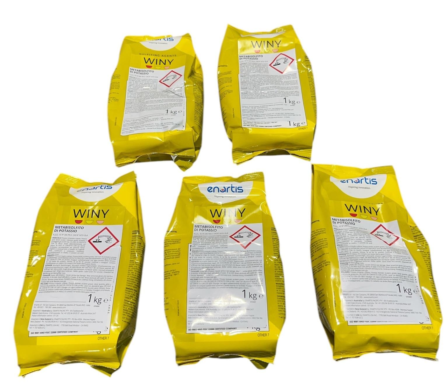 Metabisulfito potásico E-224. 5 KGS. Acción antioxidante y antiséptica. Sulfitación de vinos.