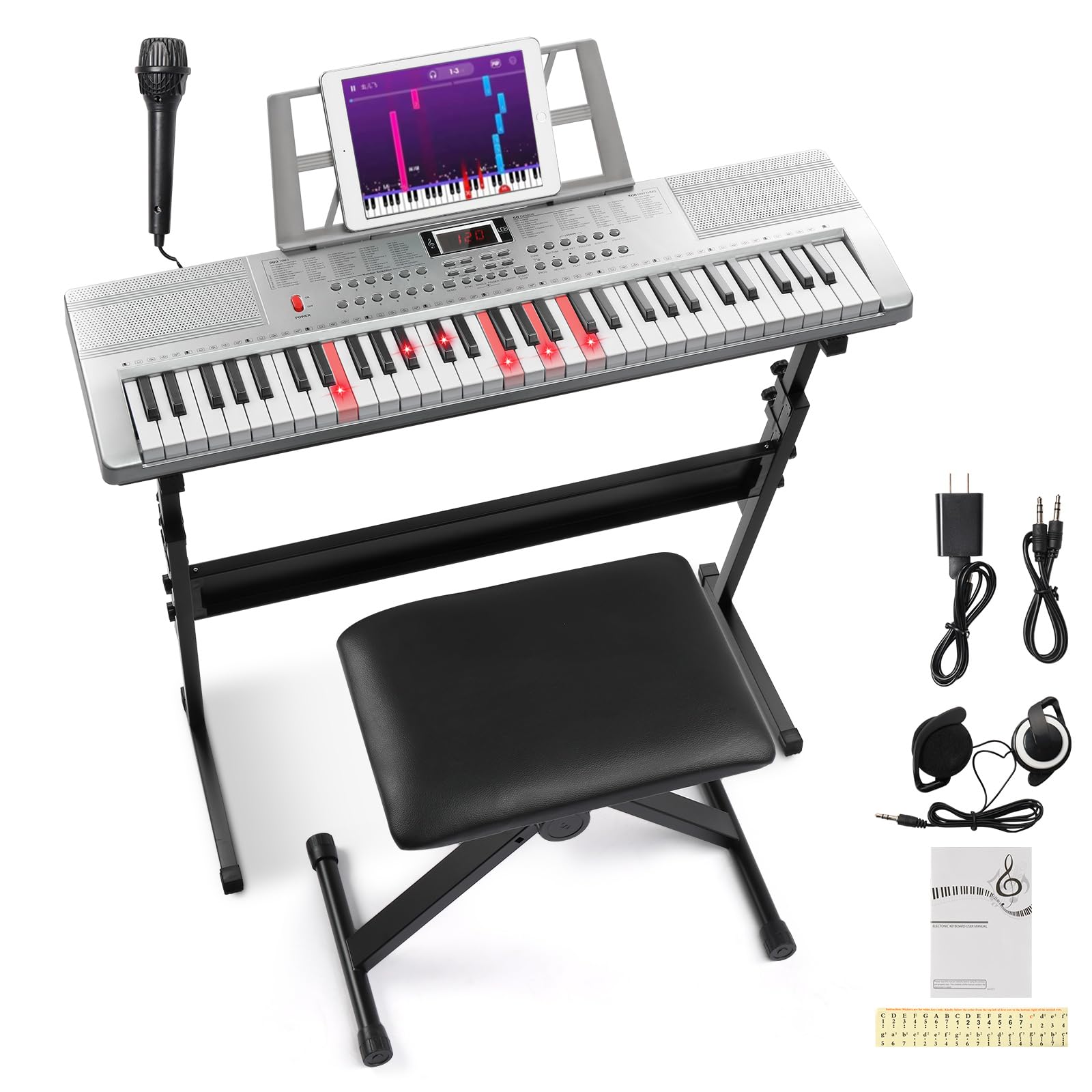 鍵盤楽器 Organ piano with stand 61-Key Digital Music Piano Keyboard with Stand Electronic