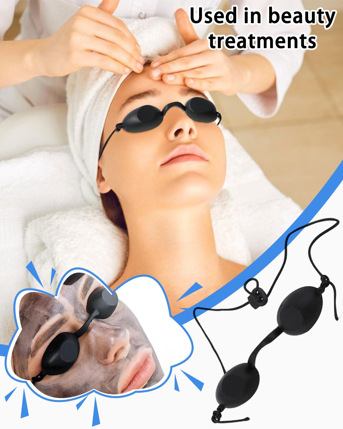 2 pieza Gafas LPL Gafas de Bronceado de Seguridad Ajustables Protección Ocular Bronceador Protector Ocular UV Light Protectores Oculares Infrarrojos Gafas de Belleza Parche Ocular