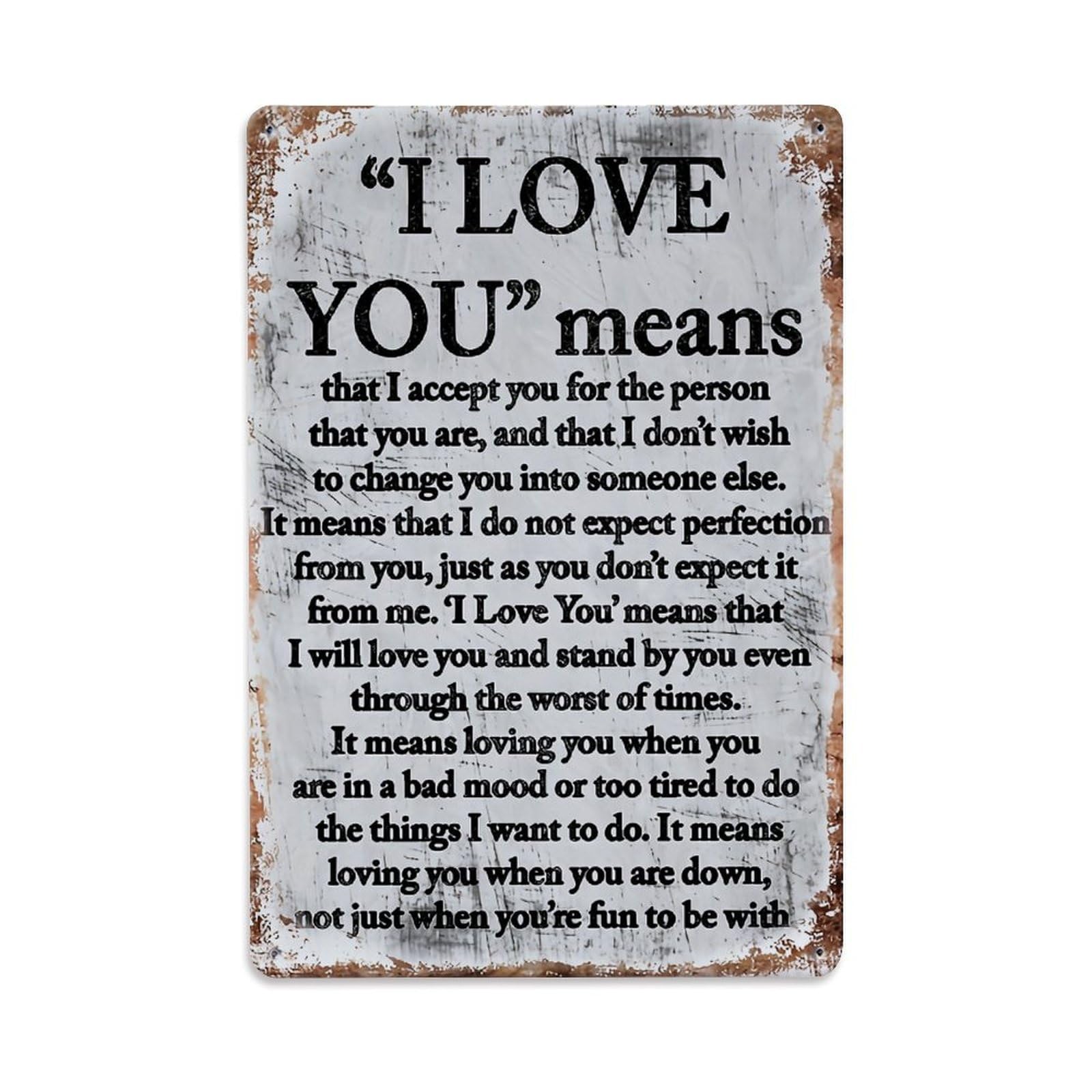 Jdfenggu Vintage Love You Means Acceptance And Support Retro Metal Tin Sign, Decor Art Poster For Bar, Home, Man Cave, Kitchen, Laundry Room Gift 8X12inch