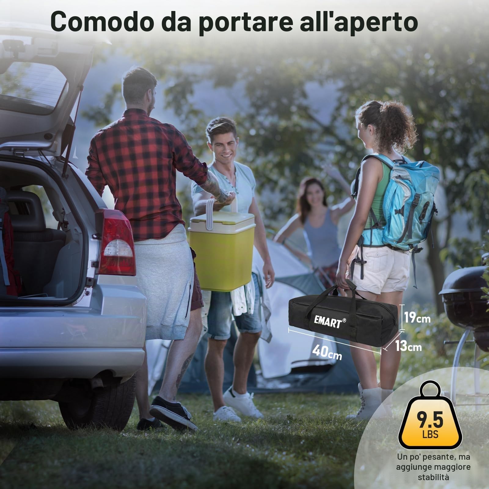Schermo per Proiettore con Supporto 120 Pollici, EMART Schermo 16:9 HD 4K | Portatile, Interni ed Esterni, Borsa per il Trasporto,Giardino, Feste