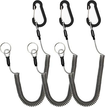 Retractable Safety Lanyards Coiled Lanyard with Aluminum Hook and Quick Release Buckle Lanyard Safe Tool for Fishing Kayaking Keys