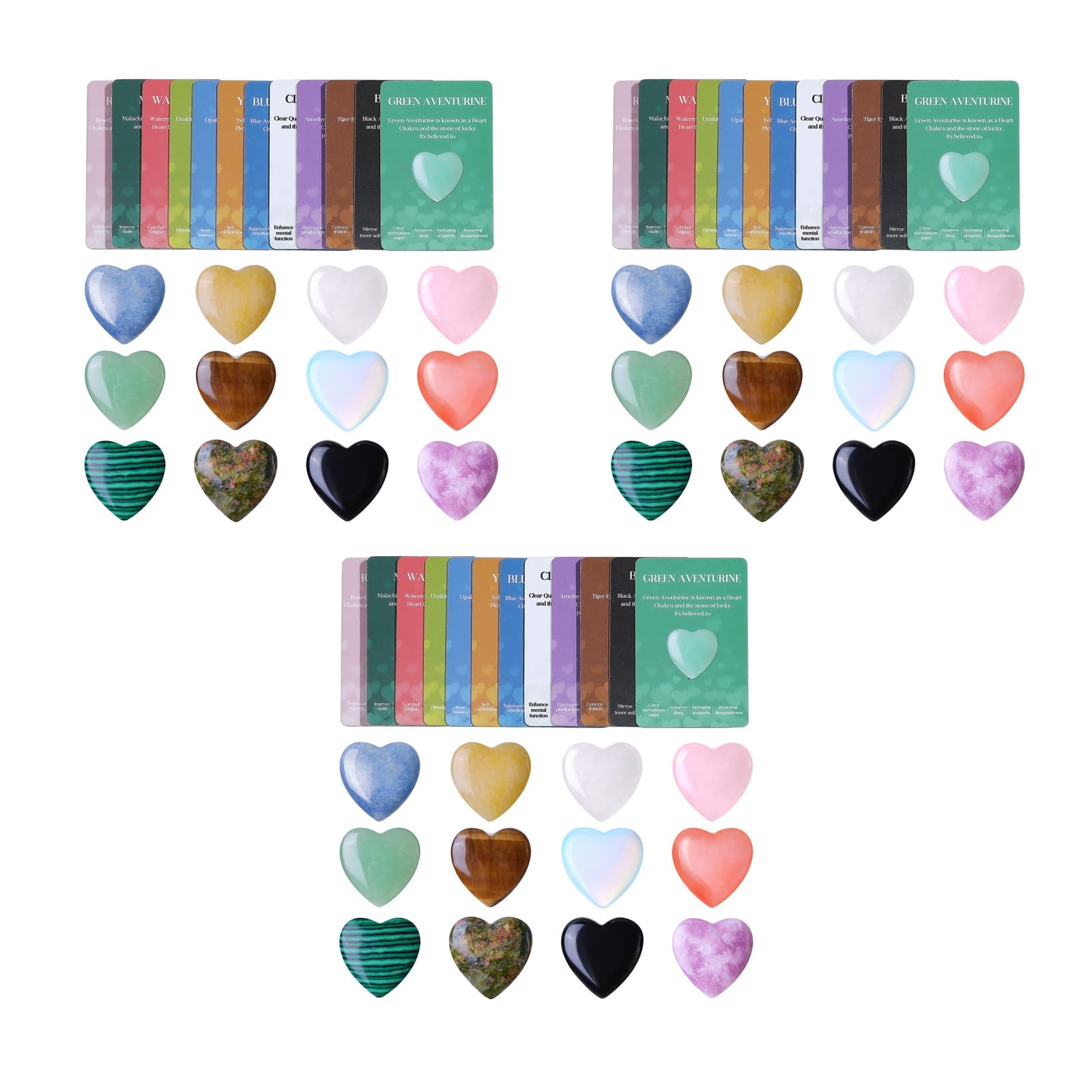 Pffiocix 12/24 / 36Pcs Pocket Size Stone Charms with Encouraging Message Cards for School Valentines Present with Inspirational Note Cards for Exchange Present