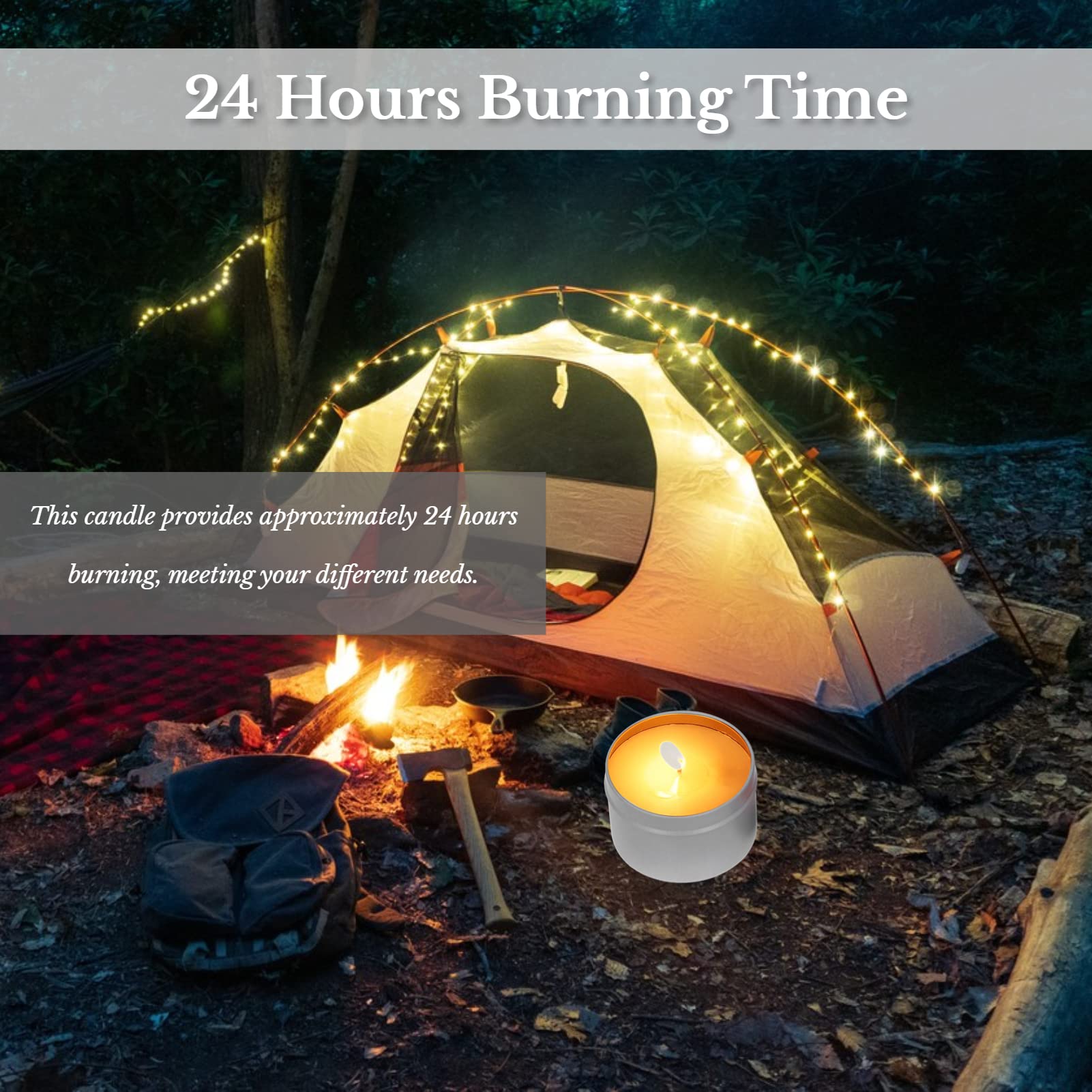 Emergency Candle, 24 Hours Camping Outdoor Survival Candle with Floral and Honey Smells Beeswax Wax Camping Candle for Emergency, Camping, Hiking,