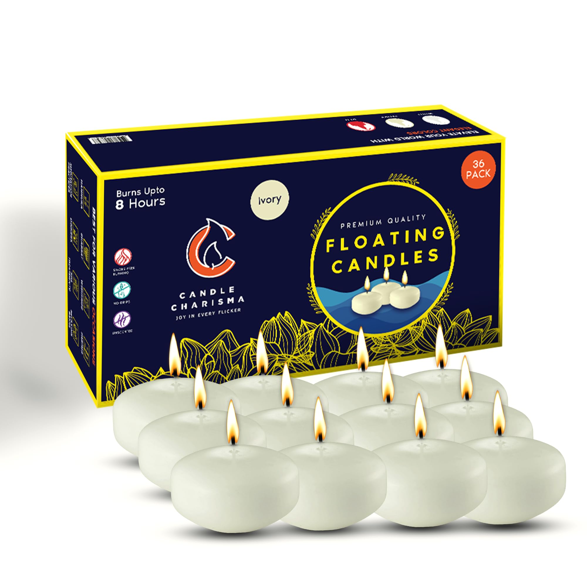 Candle Charisma Velas flotantes (marfil, 36 piezas)