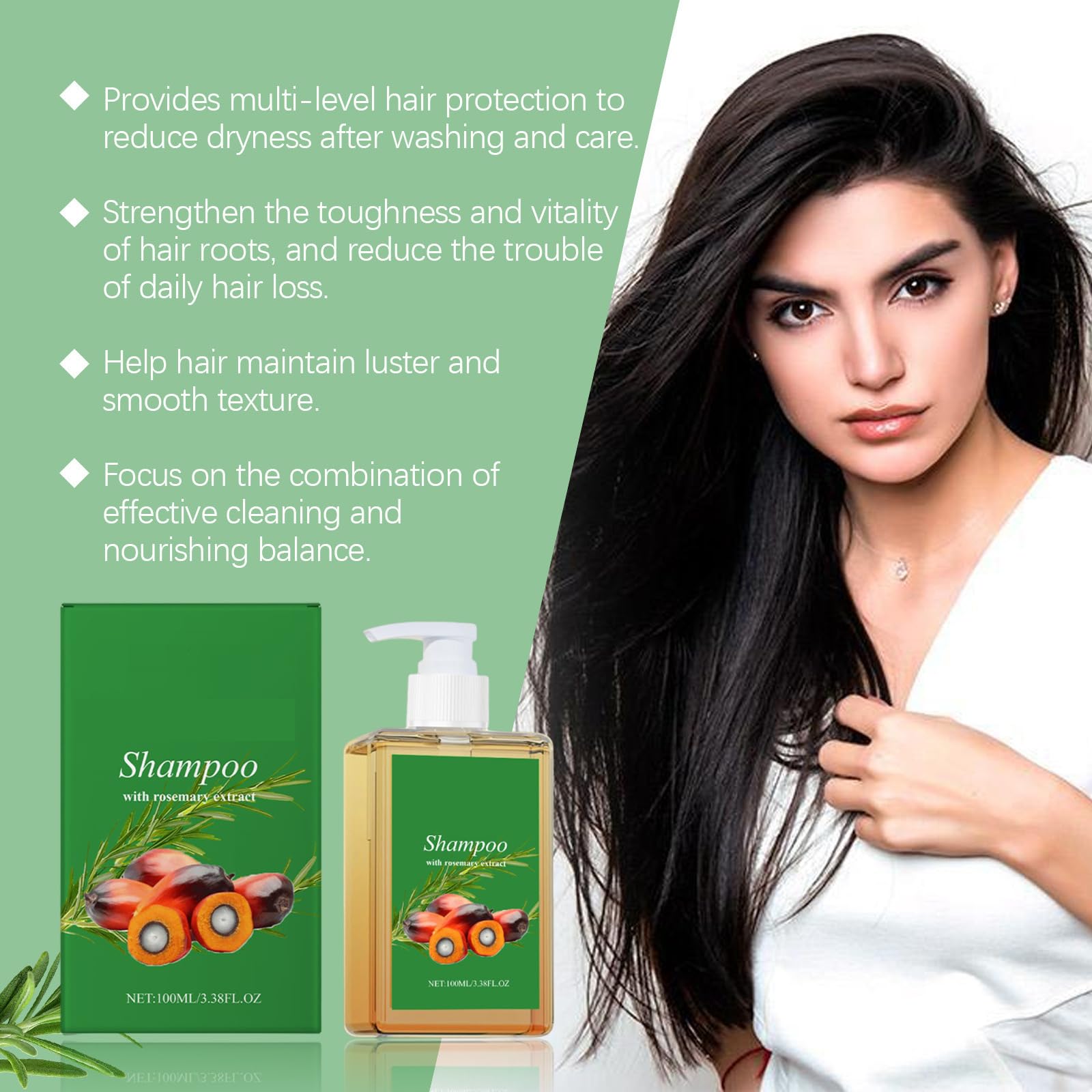 Shampoo all'olio di batana con estratto di rosmarino – Shampoo al rosmarino e olio di batana – Shampoo naturale all'olio di batana con rosmarino per la cura dei capelli, riduce la rottu (8 bottiglie)