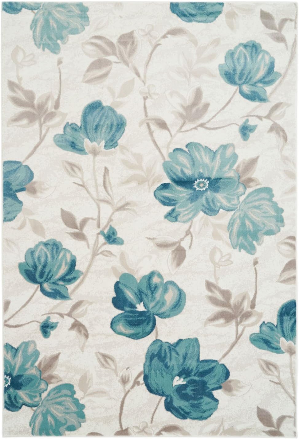 Ladole Rugs Floral Pattern Area Rug Living Room Bedroom Entrance Hallway Carpet in Blue Cream 8x11 (7'10" x 10'5" 240cm x 320cm) 5x7 8x10 9x12 2x10 4x6 feet