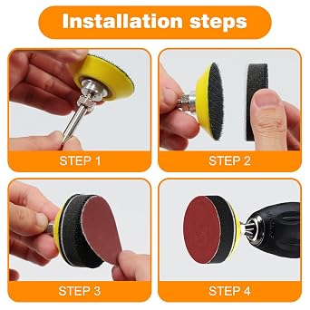 KONGMING 130 Pcs 50mm Sanding Discs 80-3000 Grit Assortment | Hook and Loop Sandpaper Drill Attachment 50mm Sanding Pads for Wood Metal Wall Polishing
