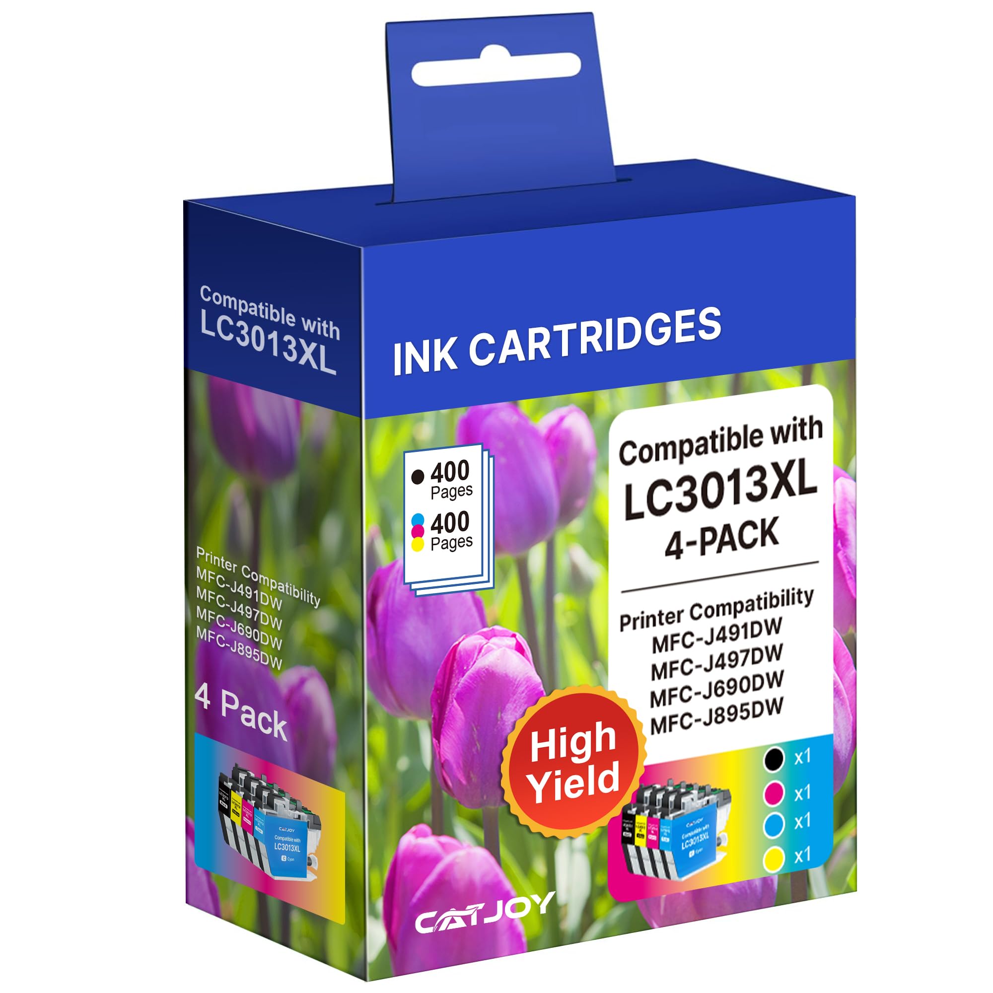 CATJOY LC3013 Ink Cartridges BK/C/M/Y High Yield Compatible for Brother LC3013 LC3011 LC3013XL Work for Brother MFC-J497DW MFC-J895DW MFC-J491DW