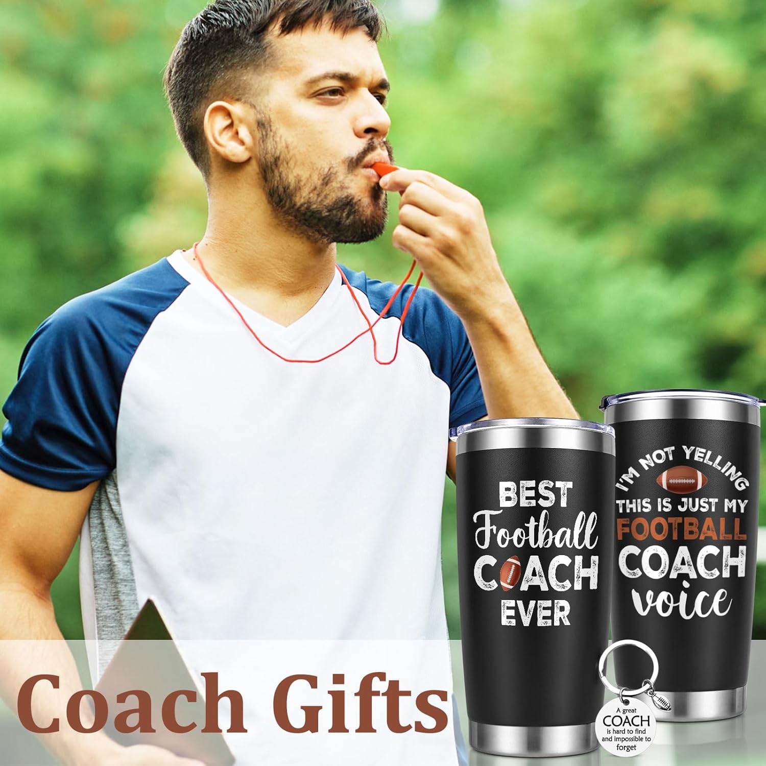 Lifecapido Football Coach Gifts, 20oz Football Coach Insulated Tumbler, Football Coach Appreciation Gifts for Men, Black - Image 2