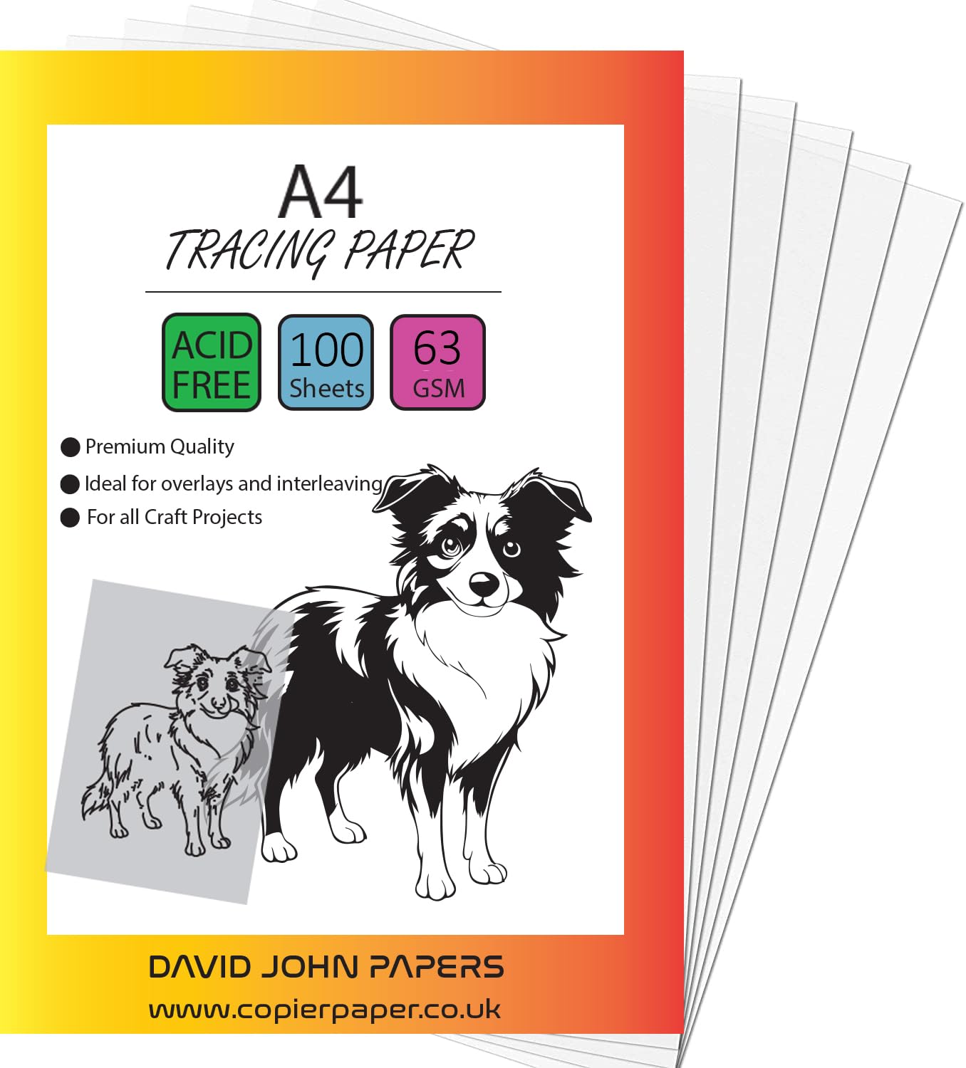 DJP Tracing Paper A4 63gsm 100 Sheets Translucent Tracing Paper for Sewing Patterns, Drawing Overlays Acid Free High Transparency Technical Drawing Paper for Drawing Sketching Dressmaking