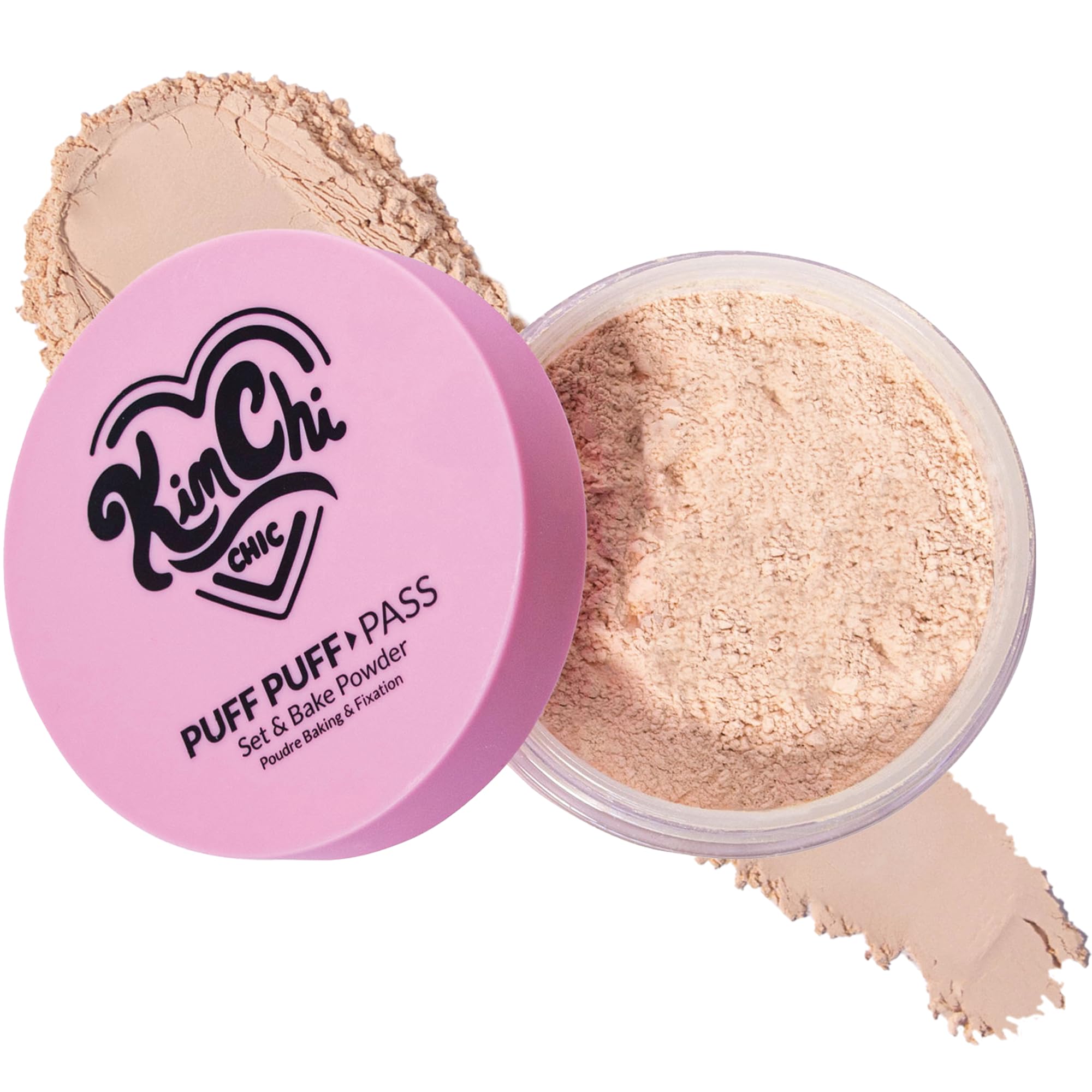 KimChiChic Beauty Puff Puff Pass Set and Bake Setting Powder for Makeup, Extra Fluffy Loose Face Powder Poof, Soft Natural Face Makeup for Uneven Skin Tone, 03 Translucent