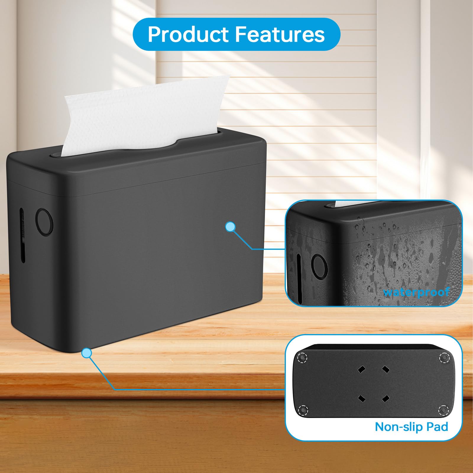 Dispensador de toallas de papel para encimera, dispensador comercial de toallas de papel multipliegue/triple pliegue/C y Z plegable, dispensador de toallas de mano para baño, dormitorio, cocina,