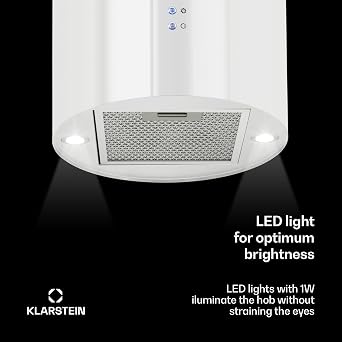 Klarstein Hanging Island Kitchen Cooker Hood, Island Cooker Hoods, Extractor Fan for Kitchens, Carbon Hood Filter, 522m³/h Airflow Hoods, Chandelier Design Extractor Fan Kitchen [Energy Class B]