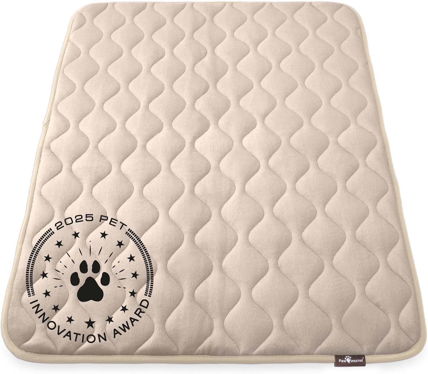 Paw Inspired Washable Padded Crate Mats for Dogs | 47” x 29” Pad, Fits 48-inch Kennels | Leakproof, Waterproof Bottom, Plush Pet Beds (Tan)