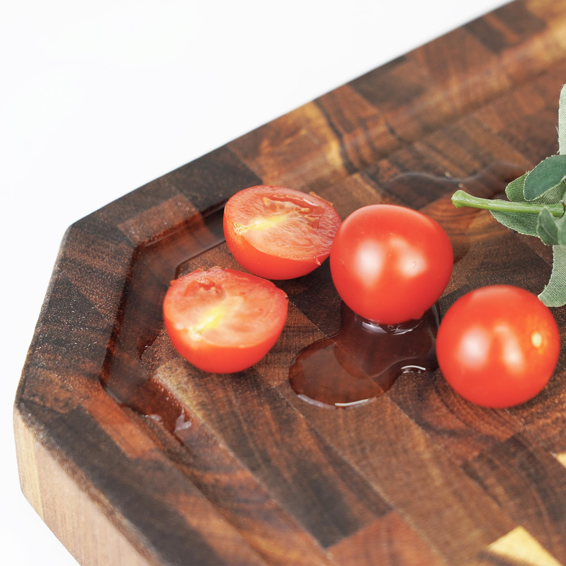 Utoplike Grande planche à découper en bois d'acacia (56 x 40,5 cm), bloc de boucher à grain debout avec rainure pour jus et poignées, planche à découper réversible pour viande, légumes et fromage