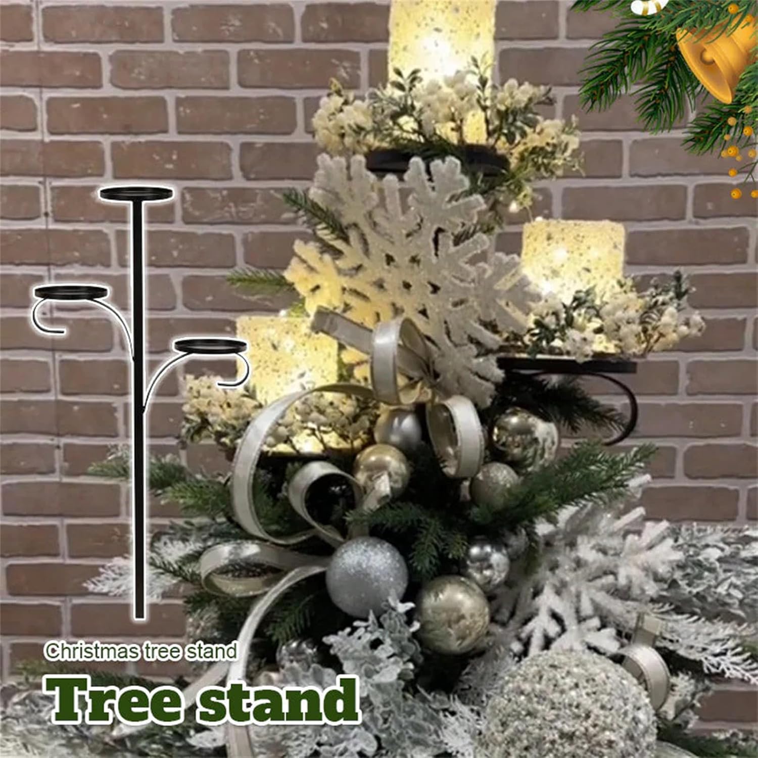 2025 New Black Triple Tree Topper, Candelabra Tree Topper Candle Holder, 3 Tier Candle Holder (2 PCS, 36in)
