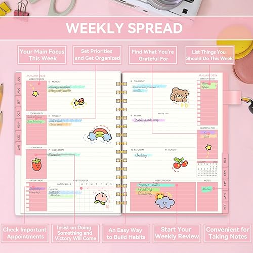 Miniatura 9 de Agenda 2025-2026, planificadores semanales y mensuales para mujeres, planificadores de calendario académico AIMPEAK para profesores y estudiantes,