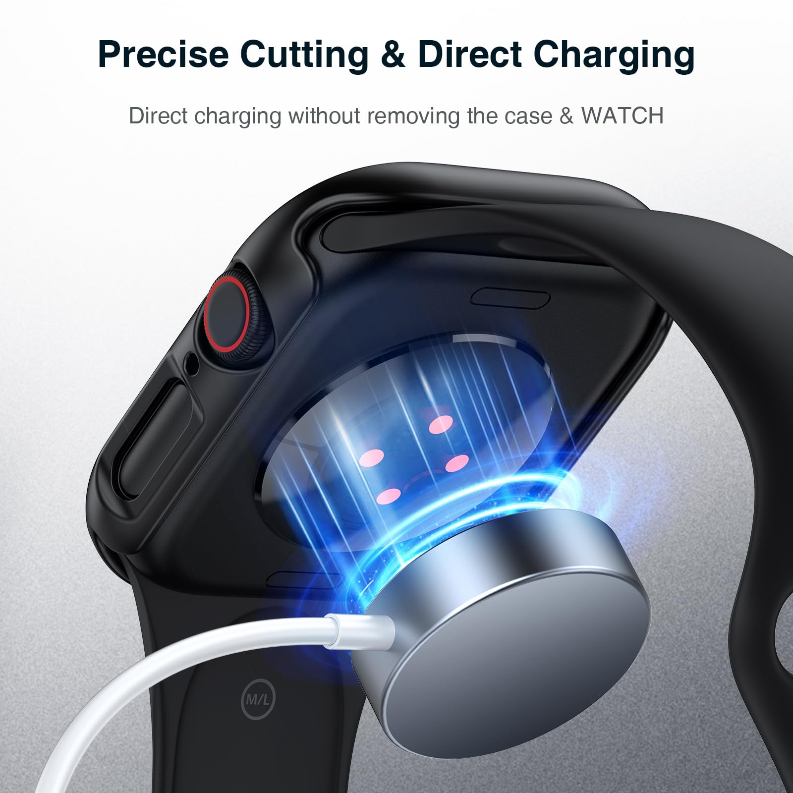 LK 2 Pezzi Cover per Apple Watch Series 10 42mm, Vetro Temperato Cover Custodia per Apple Watch Series 10 42mm, [Durezza 9H] [HD Clear][Senza Bolle] [Anti-Graffio]-black