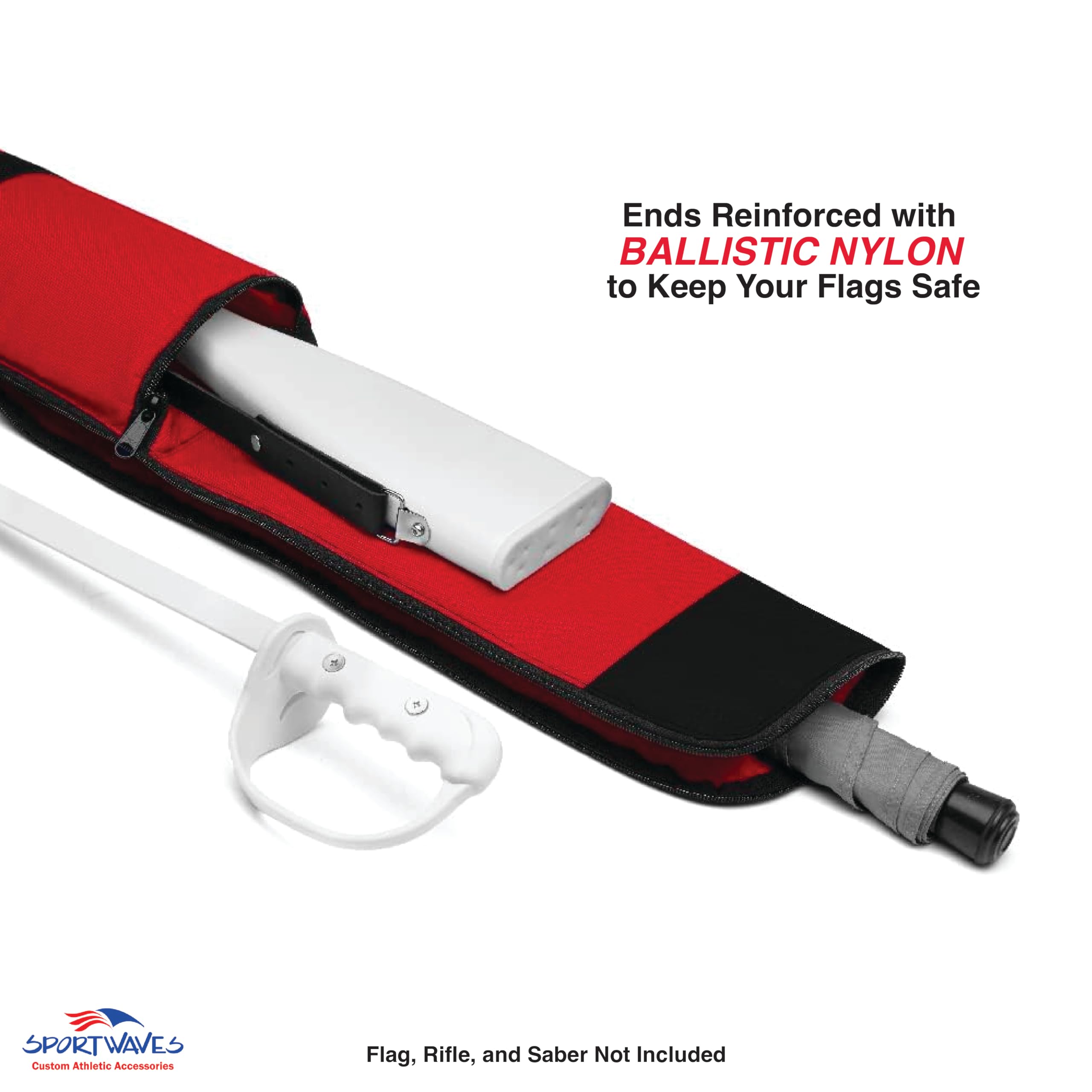 Sportwaves Color Guard Bag (holds 3 Flag s, 1 Rifle, 1 Saber) - 78 Inch For Winter Guard and Marching Band (Red)