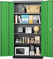 Vista 40 de INTERGREAT Gabinete de almacenamiento de metal con puertas con cerradura, gabinetes de almacenamiento de acero con cerradura con 2 puertas y Negro