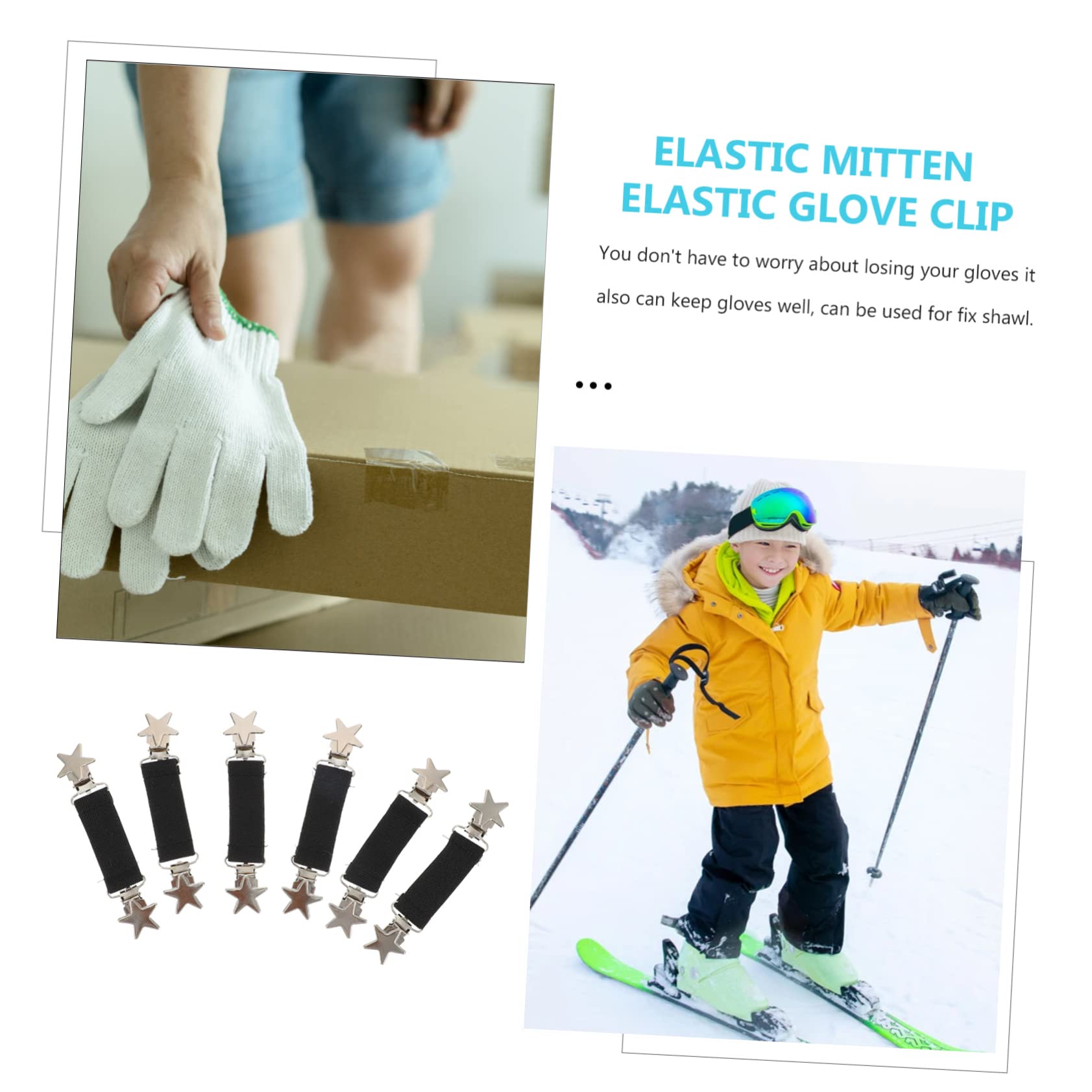 Handschuhclip Babyhandschuhe Mütze Fäustlinge Handwärmer Artikel Liner Fingerlos Elastischer Handschuhfänger Für Elastische Black Elastisches Gurtband 6st