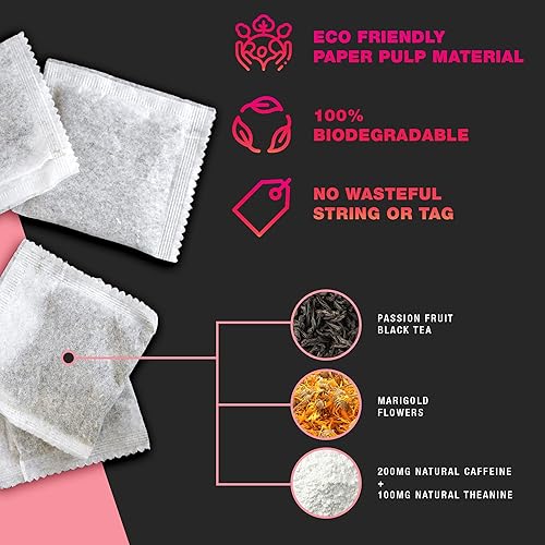 Miniatura 6 de Té de alta cafeína – Té negro de maracuyá altamente cafeinado – Mezcla natural, té de alta energía, alternativa al café con 200 mg de cafeína,