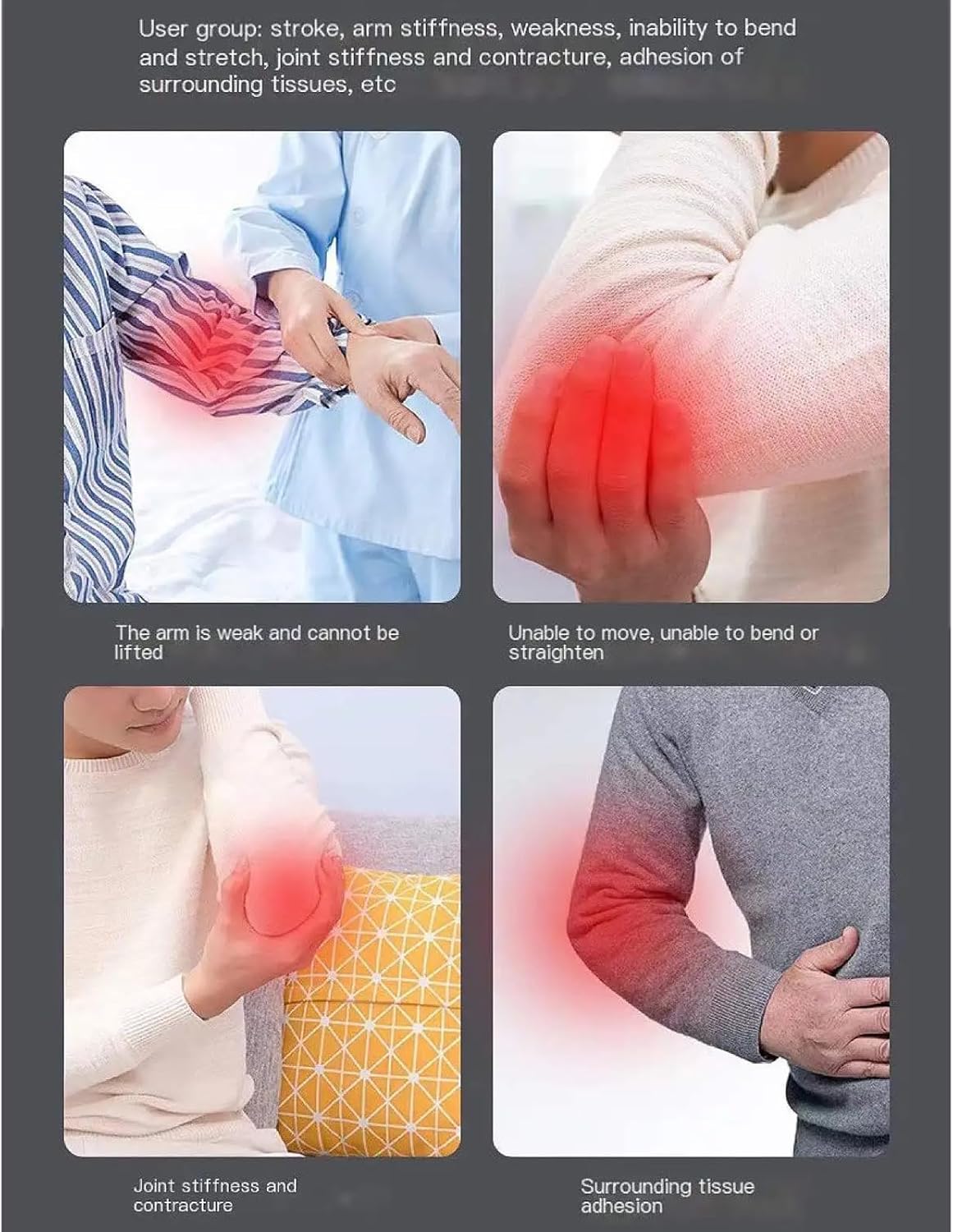 Arm Rehabilitation Device, Elbow Joint Rehabilitation Training Device Hinged Elbow Brace Arm Exerciser with Remote Control & Intelligent Timing for Stroke Hemiplegia Patients,Right