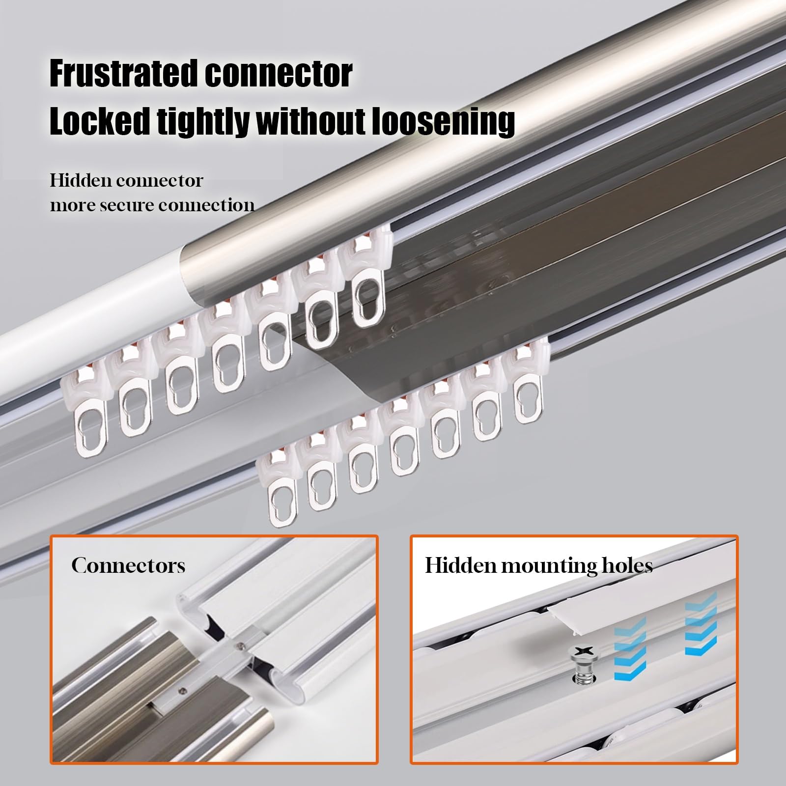 Rail à Rideaux Double, Coulissement Silencieux Résistant Aluminium Fixation au Plafond Rail à Rideaux pour Rideaux, cloisons de séparation, Installation Facile(Wit,3.5m(11.5ft))