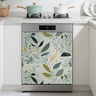 Dishwasher Magnet Cover,Abstract Plants Dishwasher Cover Magnetic Home Appliances Refrigerator Decorative 23" x 26"