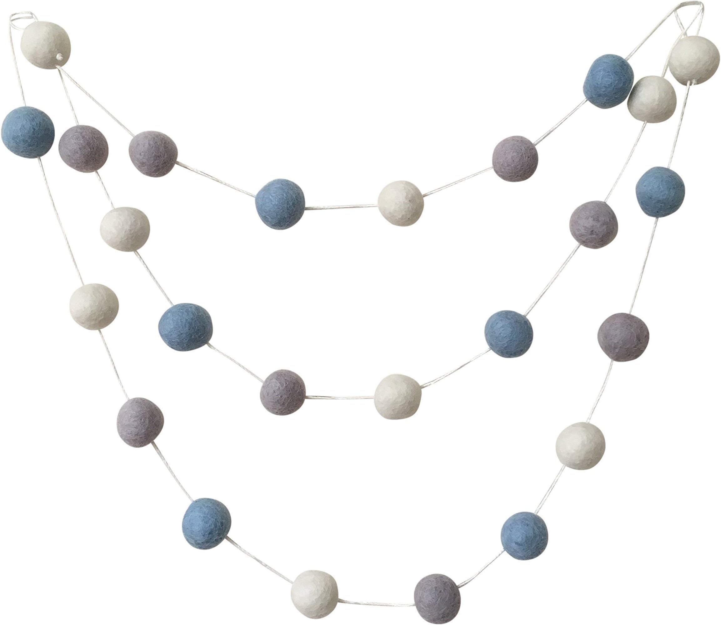 BABY BOY NURSERY BUNTING - BLUE FELT BALL POM POM GARLAND - HANDMADE - ECO FRIENDLY