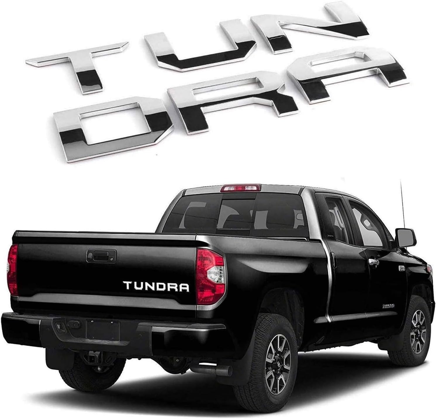 Tailgate Insert Letters Compatible with Tundra 2014-2021, 3D Emblems, Matte Black, Strong Adhesive (Silver)