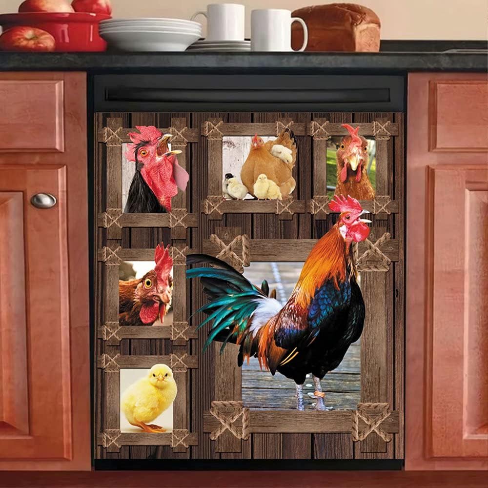 Farm Rooster Dishwasher Cover Kitchen Decor