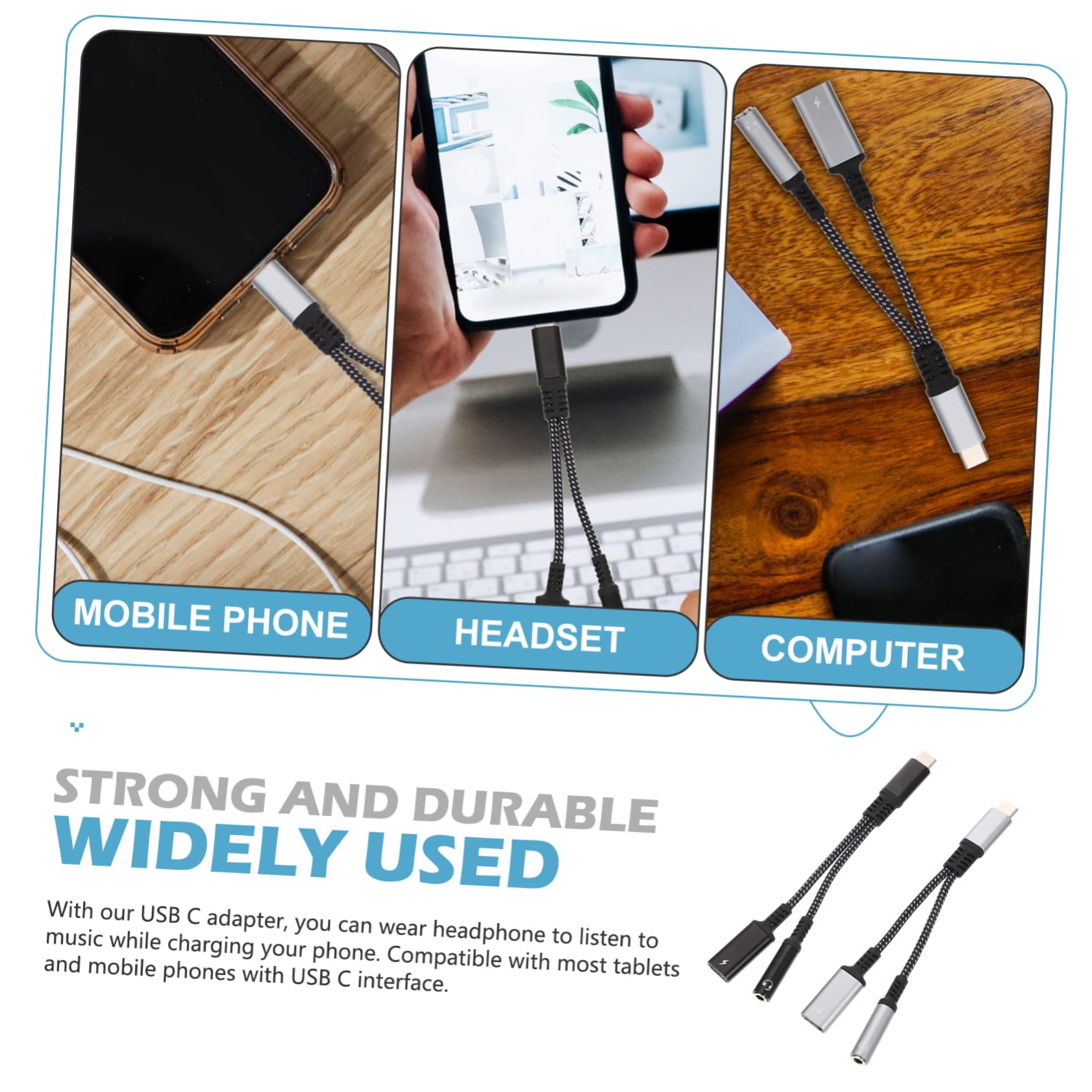 Uonlytech 3pezzi Adattatore Usb c Caricatore e Jack Audio c Compatibile Smartphone e e Materiali Cuffie e