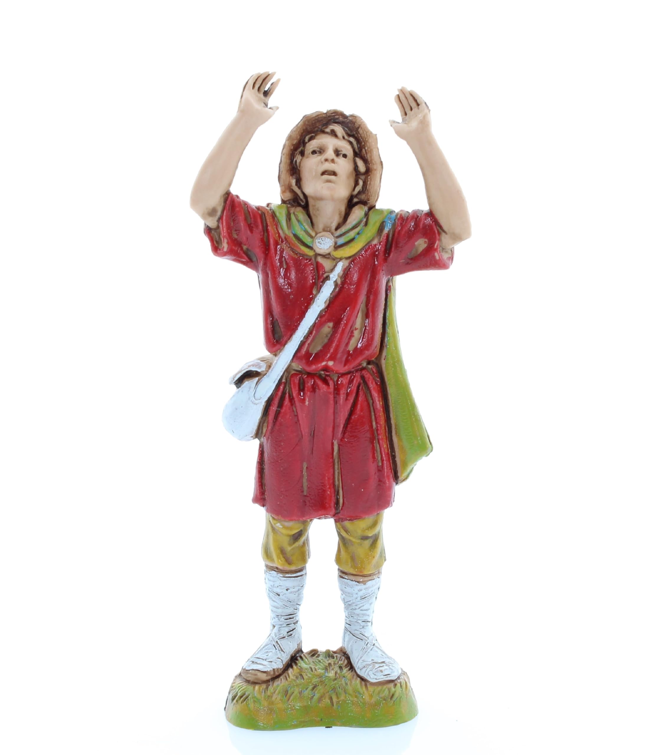 Moranduzzo Astonished Shepherd for Nativity Scene of 4 Inch Scale 1:20 - Unbreakable Nativity Figures - 18th Century Style, Hand-finished Painting, Official Product, Made in Italy, Sculptor M. Landi
